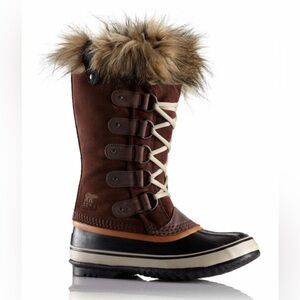 SOREL WOMEN'S JOAN OF ARCTIC tobacco Sudan brown faux fur lined size 7 EUC